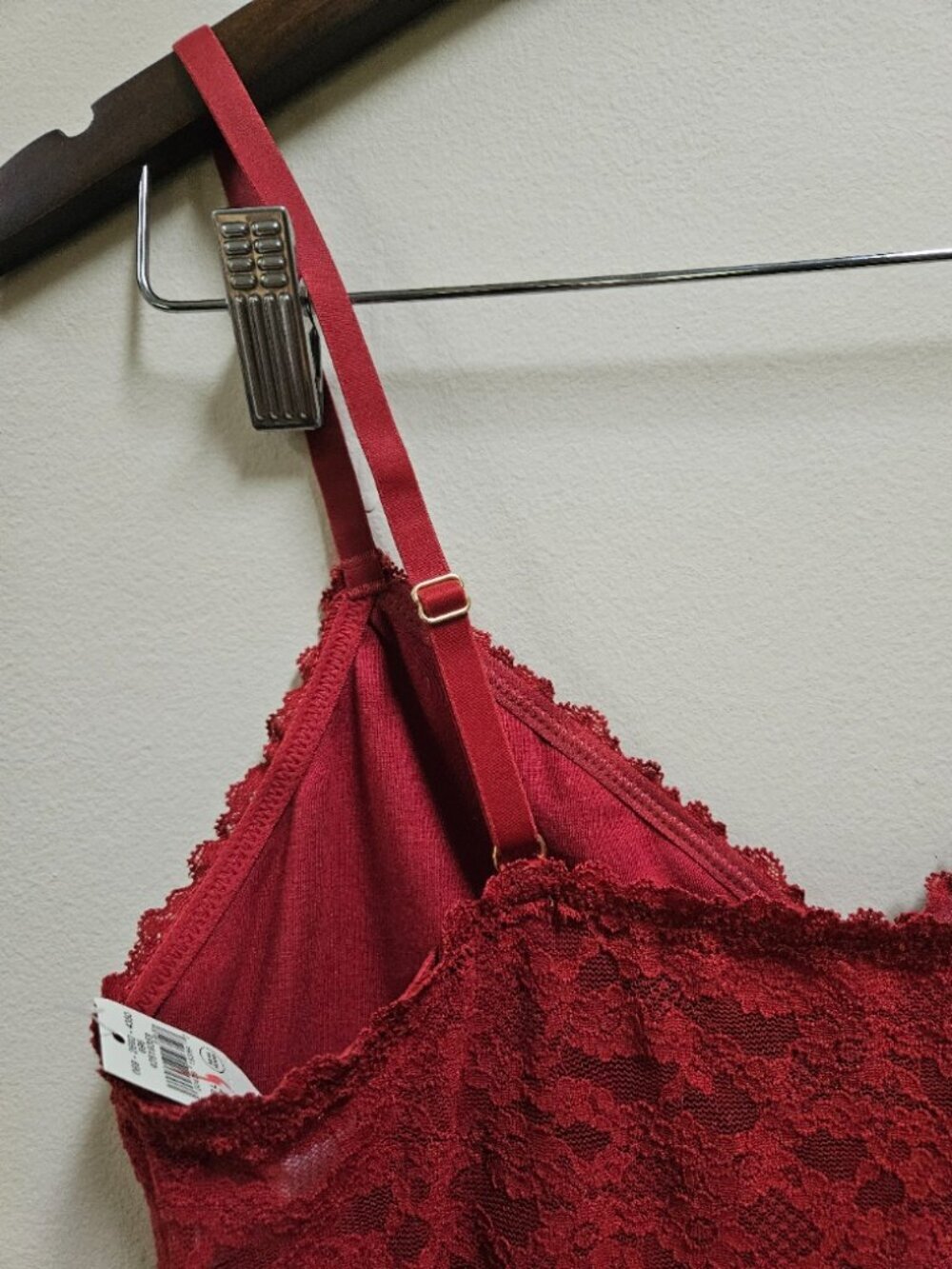 Aerie Show Off Vintage Lace Cut Out Bodysuit NWT Red Large Romantic Lingerie - Picture 5 of 11